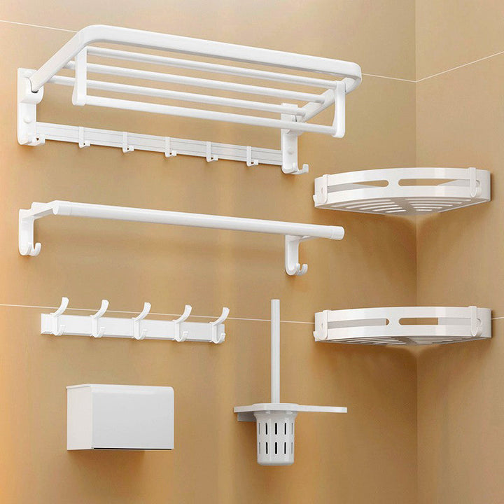 Kalsten | Modern Bathroom Hardware Set Towel Bar White Bath Shelf Bathroom Hardware Set
