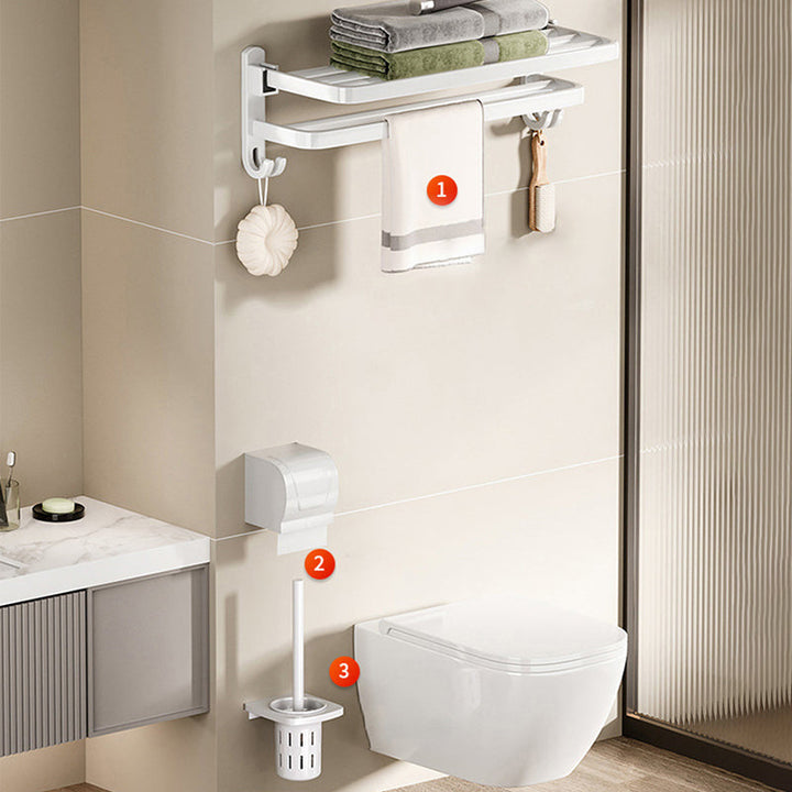 Kalsten | Modern Bathroom Hardware Set Towel Bar White Bath Shelf Bathroom Hardware Set