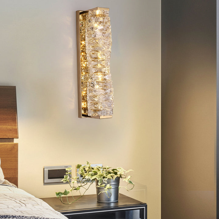 Modern Crystal Pillar LED Wall Sconce – Luxury 3-Color Dimmable Wall Light (Gold/Silver) | Kalsten