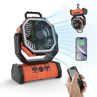 PowerBreeze Camping Fan with LED & Powerbank – 20000mAh, Rotatable & Rechargeable | Kalsten