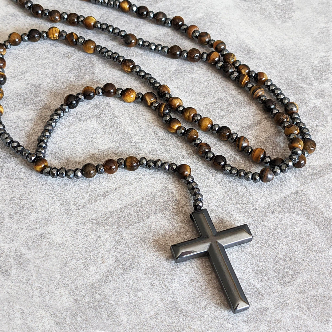 Kalsten | Orion Spiritual Necklace with Tiger Eye & Lapis Lazuli – Men's Rosary