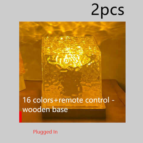 LED Water Ripple Ambient Night Light USB Rotating Projection Crystal Table Lamp RGB Dimmable Home Decoration 16 Color Gifts | Kalsten