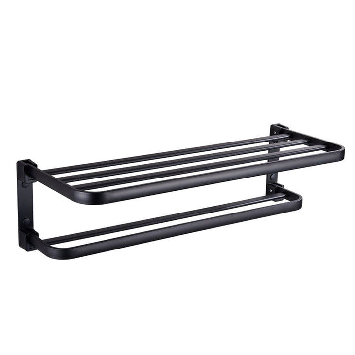 Kalsten | Modern Bathroom Accessory Set Matte Black/Grey Bathroom Shelf/Towel Holder & Paper Holder