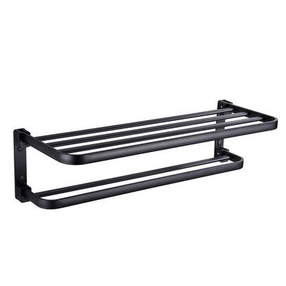 Modern Bathroom Accessory Set Matt Black/Grey Bathroom Shelf/Towel Holder & Paper Holder
