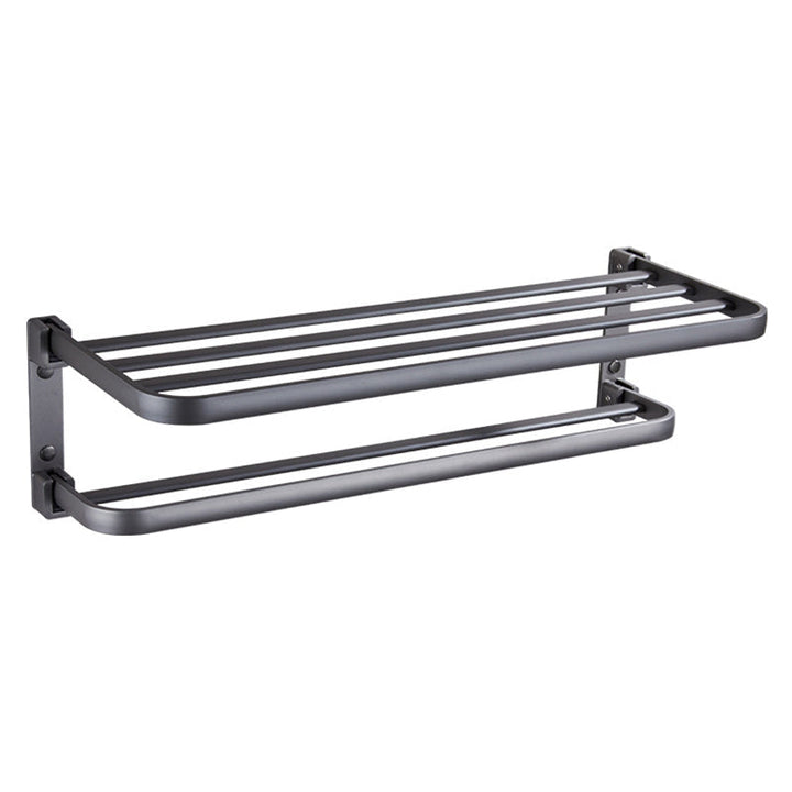 Kalsten | Modern Bathroom Accessory Set Matte Black/Grey Bathroom Shelf/Towel Holder & Paper Holder