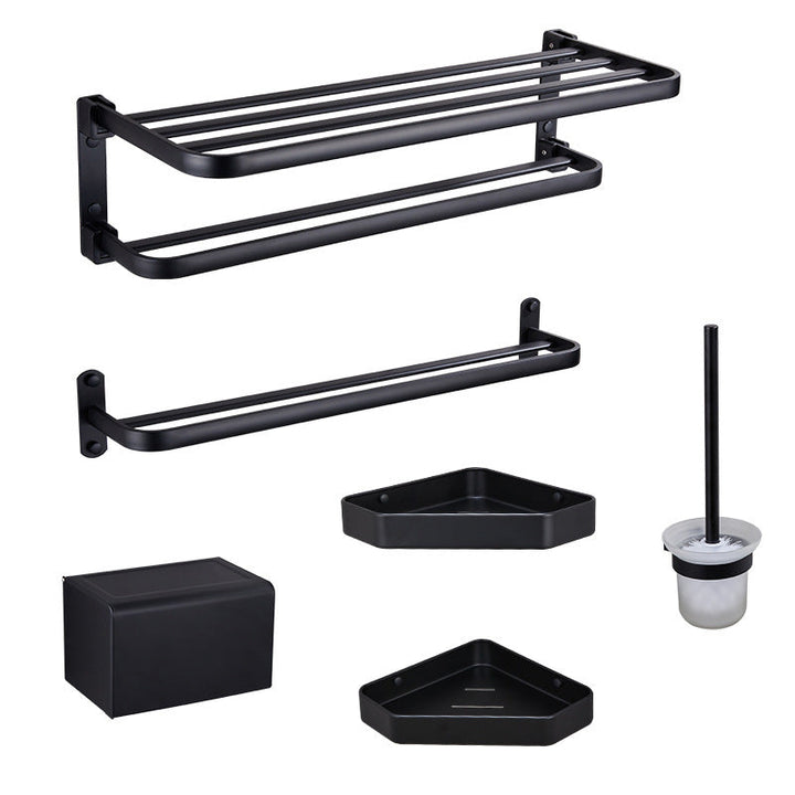 Kalsten | Modern Bathroom Accessory Set Matte Black/Grey Bathroom Shelf/Towel Holder & Paper Holder