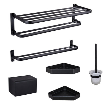 Modern Bathroom Accessory Set Matt Black/Grey Bathroom Shelf/Towel Holder & Paper Holder