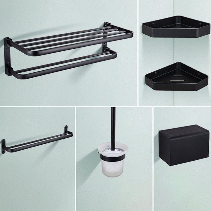 Kalsten | Modern Bathroom Accessory Set Matte Black/Grey Bathroom Shelf/Towel Holder & Paper Holder