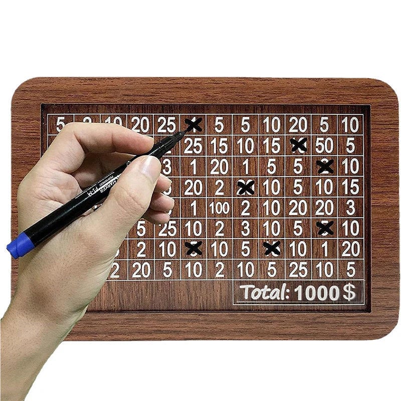 Wooden cash register with engraved figures | Kalsten