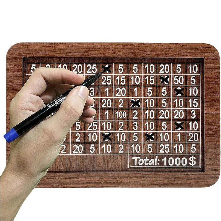 Wooden cash register with engraved figures | Kalsten