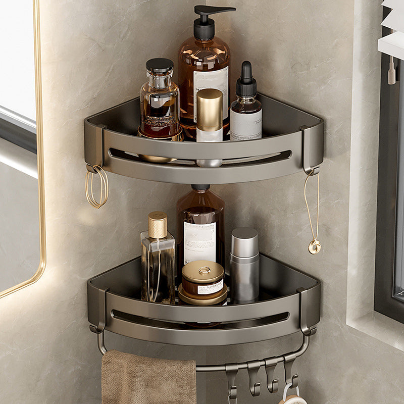 Kalsten | Contemporary Aluminum Bathroom Accessory Set Gray Bath Shelf