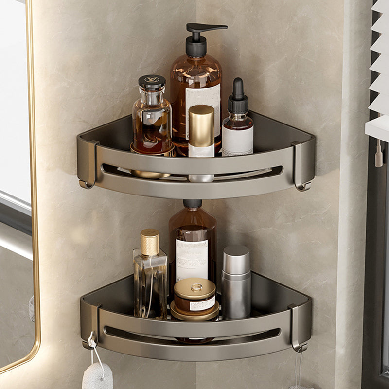 Kalsten | Contemporary Aluminum Bathroom Accessory Set Gray Bath Shelf