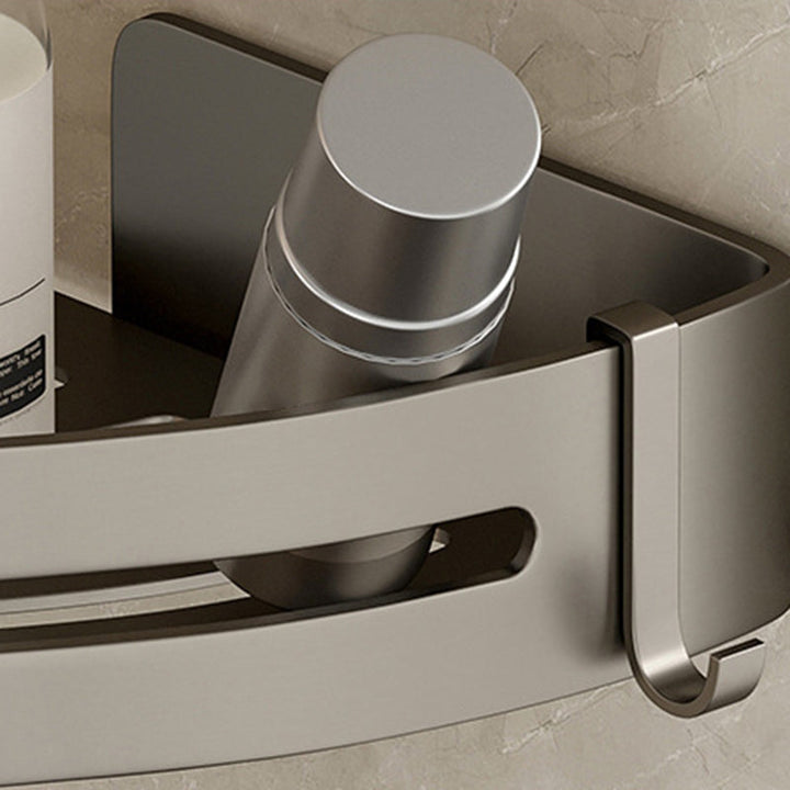 Kalsten | Contemporary Aluminum Bathroom Accessory Set Gray Bath Shelf