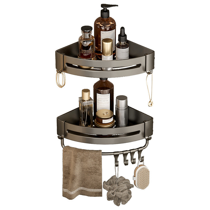 Kalsten | Contemporary Aluminum Bathroom Accessory Set Gray Bath Shelf