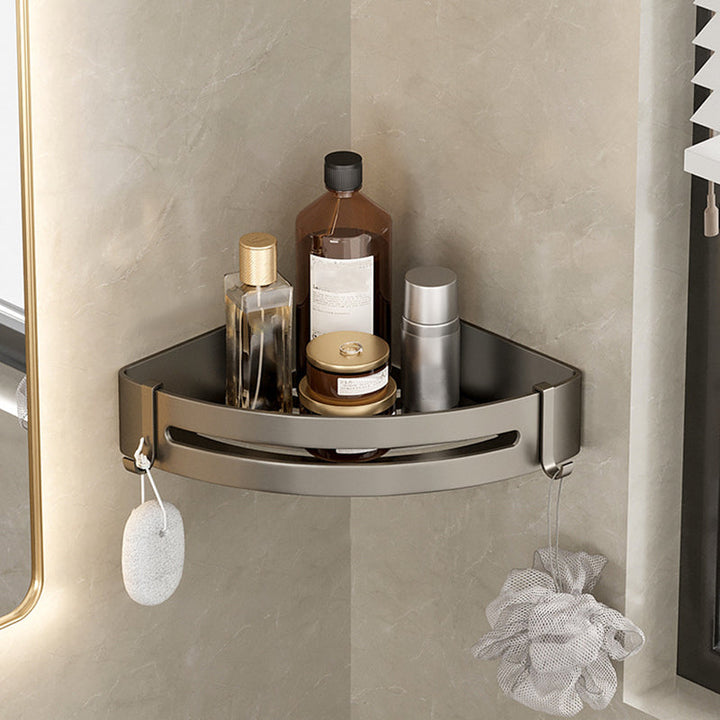 Kalsten | Contemporary Aluminum Bathroom Accessory Set Gray Bath Shelf