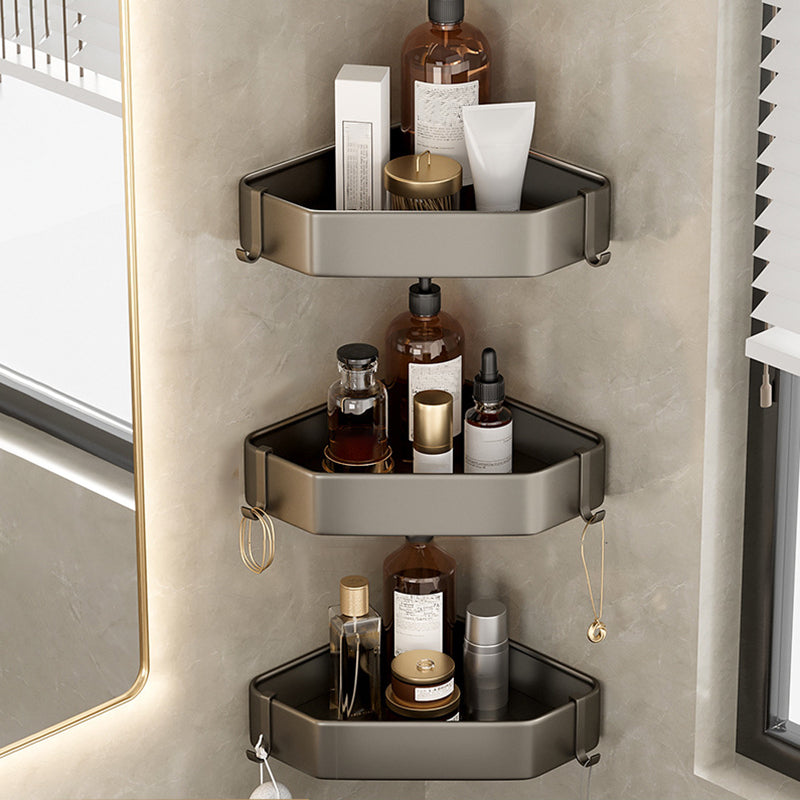 Kalsten | Contemporary Aluminum Bathroom Accessory Set Gray Bath Shelf