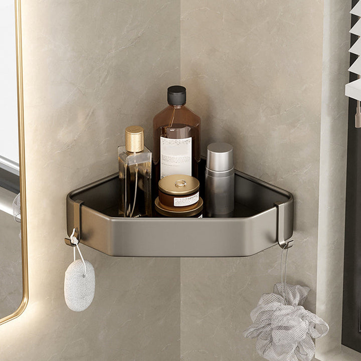 Kalsten | Contemporary Aluminum Bathroom Accessory Set Gray Bath Shelf