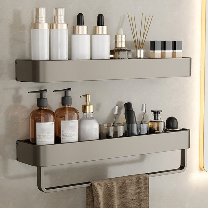 Kalsten | Contemporary Aluminum Bathroom Accessory Set Gray Bath Shelf