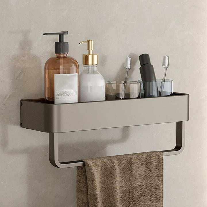 Kalsten | Contemporary Aluminum Bathroom Accessory Set Gray Bath Shelf