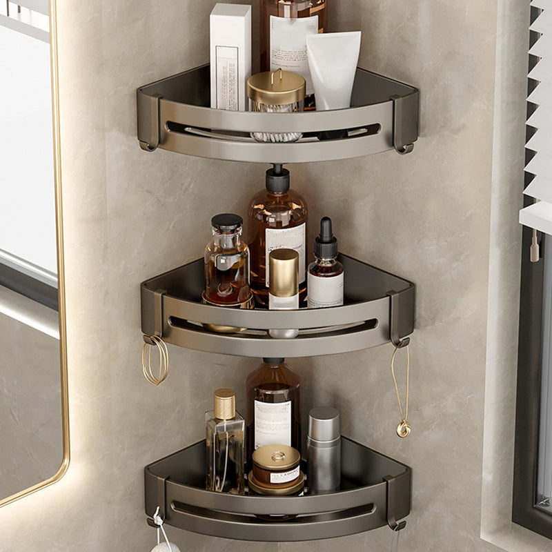 Kalsten | Contemporary Aluminum Bathroom Accessory Set Gray Bath Shelf