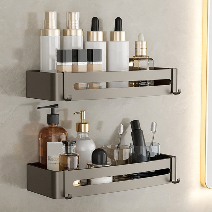 Kalsten | Contemporary Aluminum Bathroom Accessory Set Gray Bath Shelf