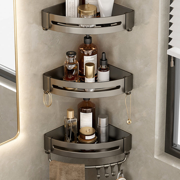 Kalsten | Contemporary Aluminum Bathroom Accessory Set Gray Bath Shelf
