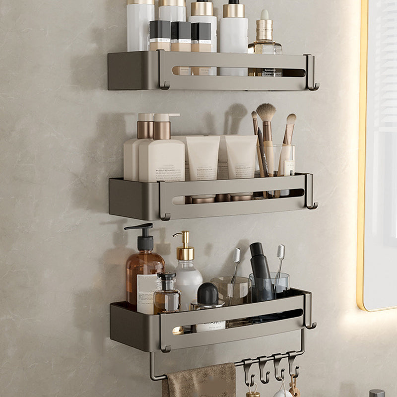 Kalsten | Contemporary Aluminum Bathroom Accessory Set Gray Bath Shelf