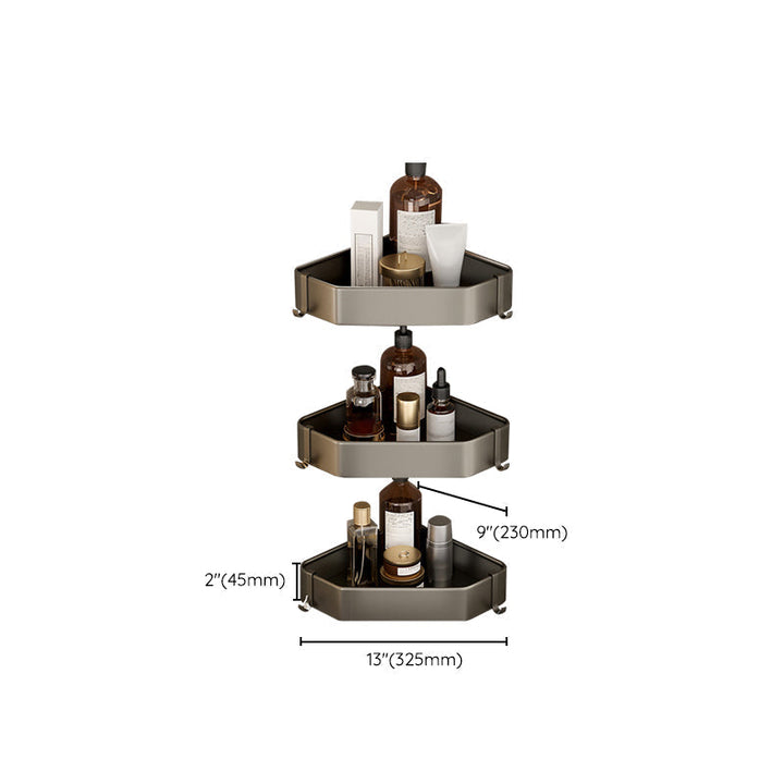 Kalsten | Contemporary Aluminum Bathroom Accessory Set Gray Bath Shelf