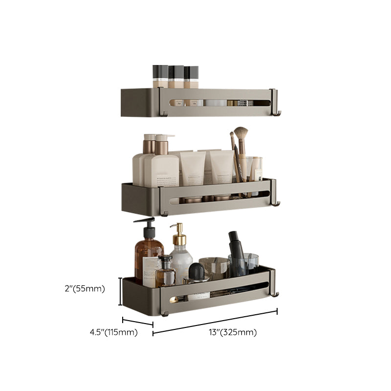 Kalsten | Contemporary Aluminum Bathroom Accessory Set Gray Bath Shelf