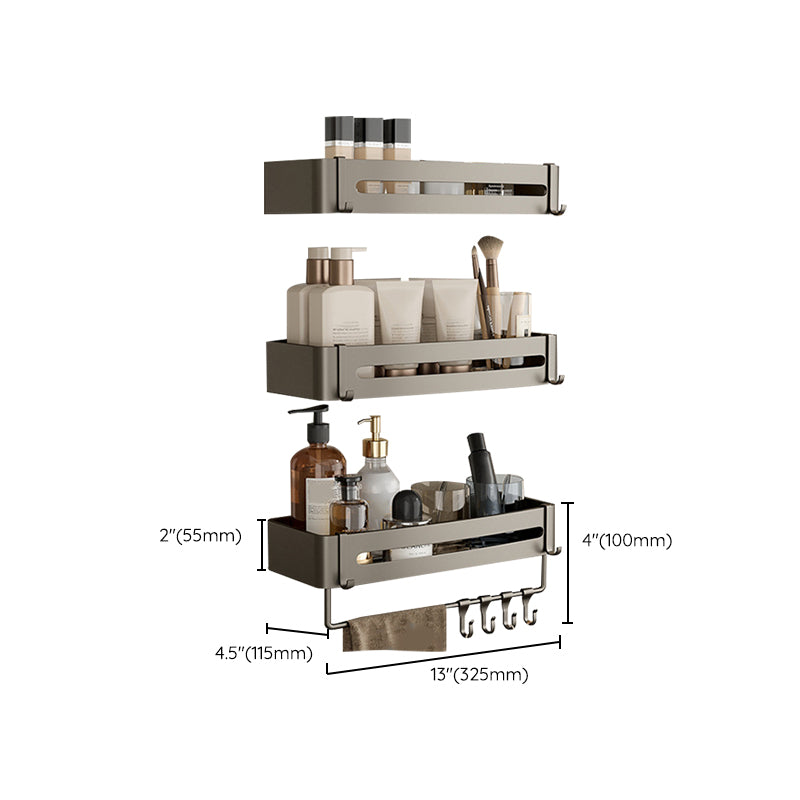 Kalsten | Contemporary Aluminum Bathroom Accessory Set Gray Bath Shelf