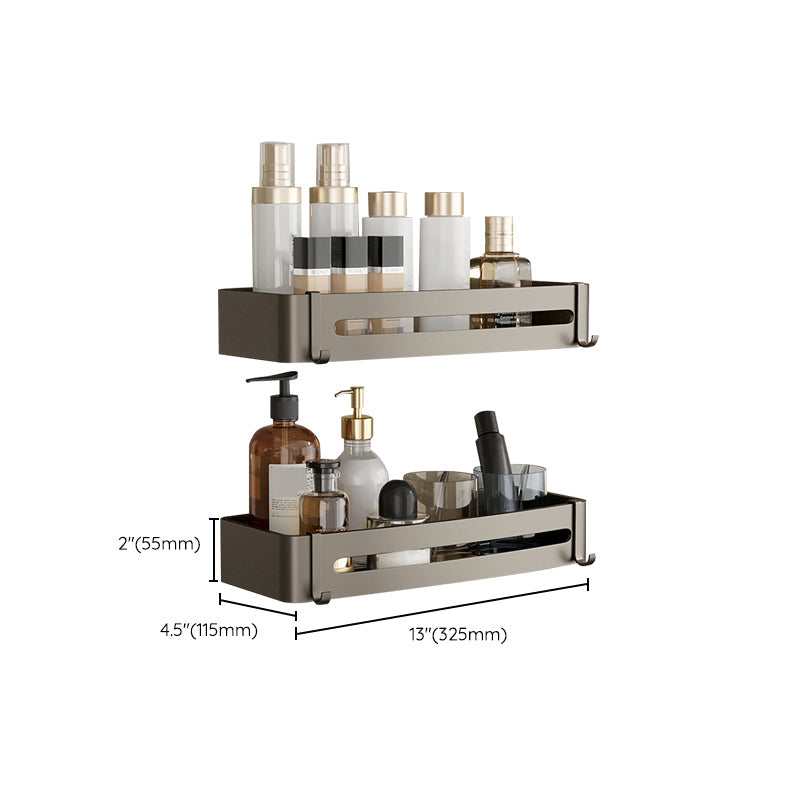 Kalsten | Contemporary Aluminum Bathroom Accessory Set Gray Bath Shelf