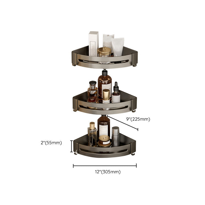 Kalsten | Contemporary Aluminum Bathroom Accessory Set Gray Bath Shelf