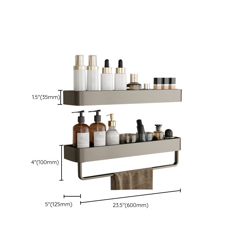 Kalsten | Contemporary Aluminum Bathroom Accessory Set Gray Bath Shelf