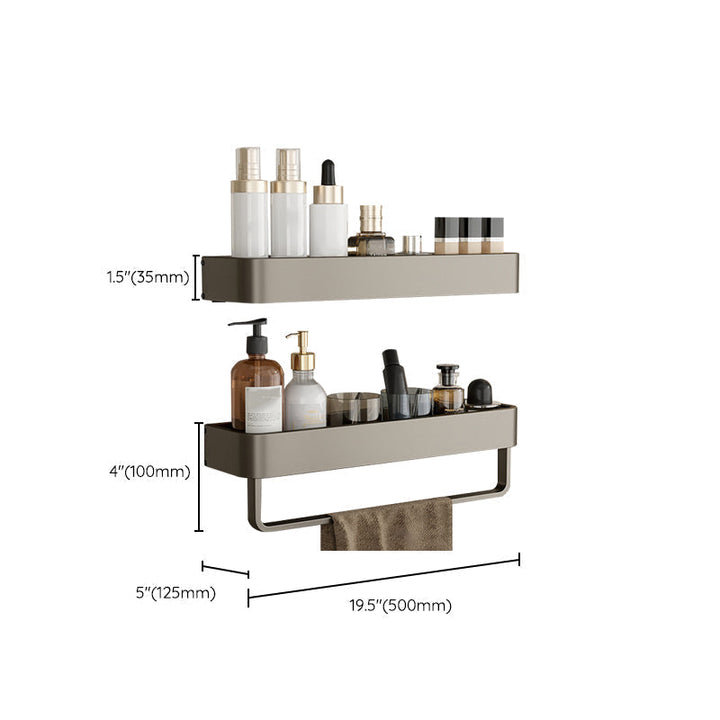 Kalsten | Contemporary Aluminum Bathroom Accessory Set Gray Bath Shelf
