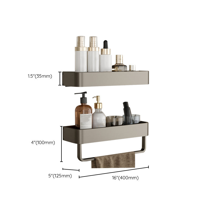 Kalsten | Contemporary Aluminum Bathroom Accessory Set Gray Bath Shelf