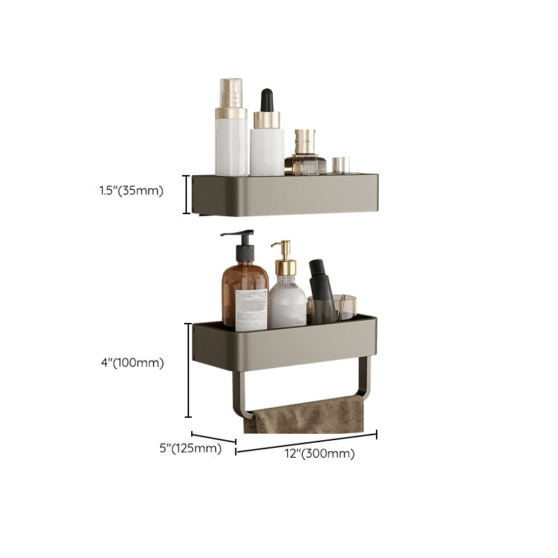 Kalsten | Contemporary Aluminum Bathroom Accessory Set Gray Bath Shelf