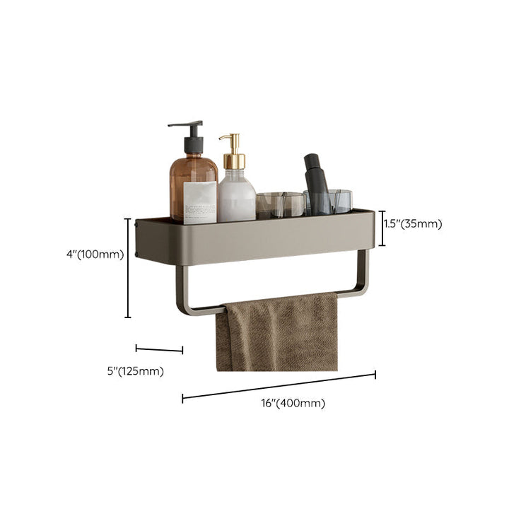 Kalsten | Contemporary Aluminum Bathroom Accessory Set Gray Bath Shelf