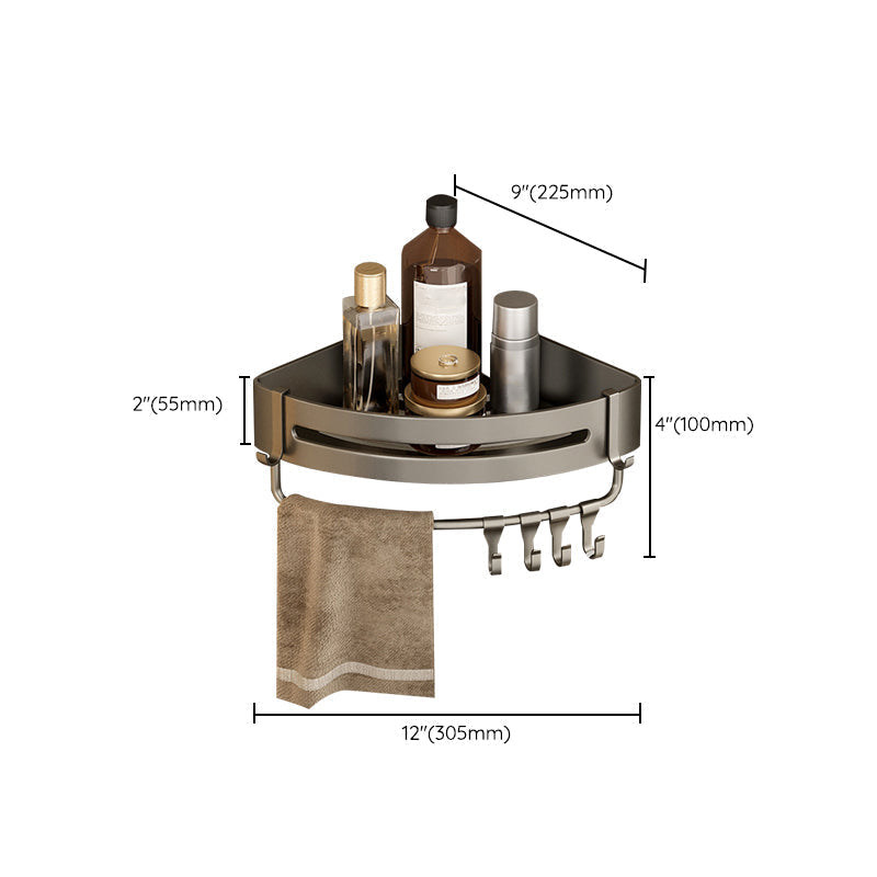 Kalsten | Contemporary Aluminum Bathroom Accessory Set Gray Bath Shelf