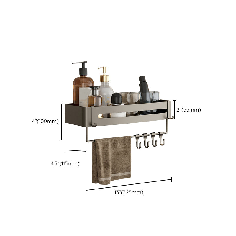 Kalsten | Contemporary Aluminum Bathroom Accessory Set Gray Bath Shelf
