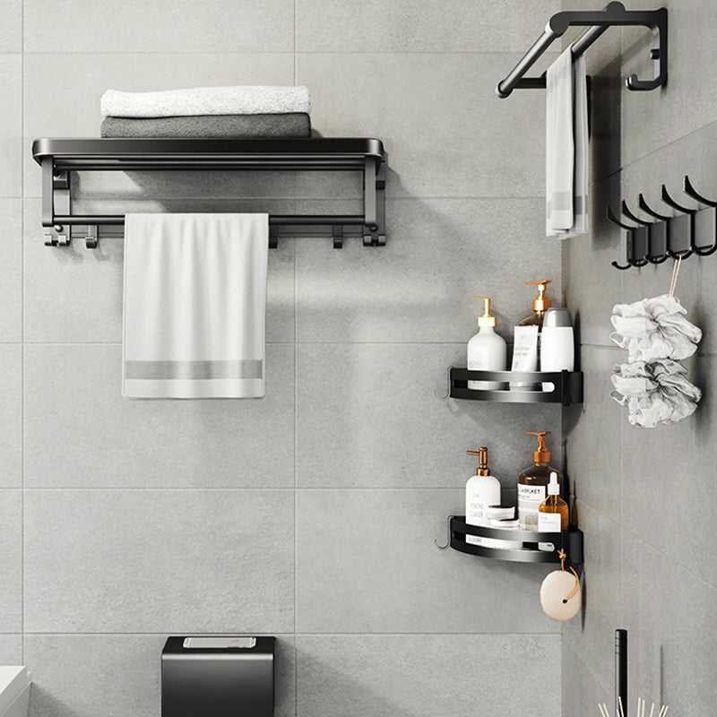 Kalsten | Contemporary bathroom accessory set with black finish and bath shelf/towel bar