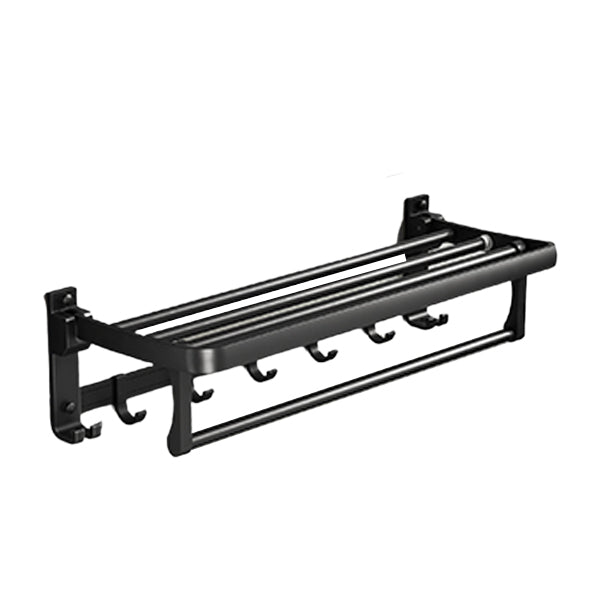 Kalsten | Contemporary bathroom accessory set with black finish and bath shelf/towel bar