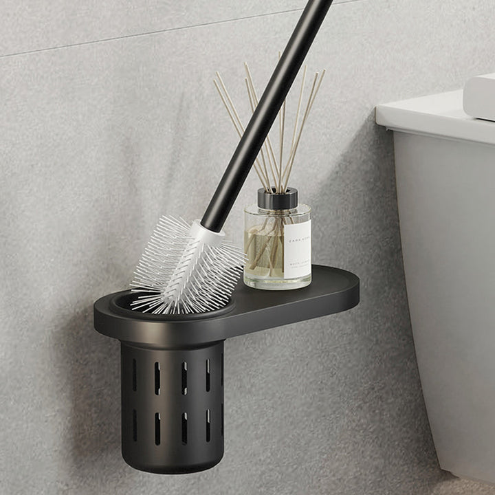 Kalsten | Contemporary bathroom accessory set with black finish and bath shelf/towel bar
