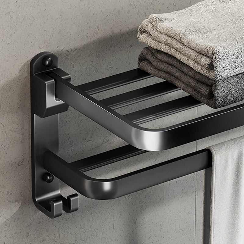 Kalsten | Contemporary bathroom accessory set with black finish and bath shelf/towel bar