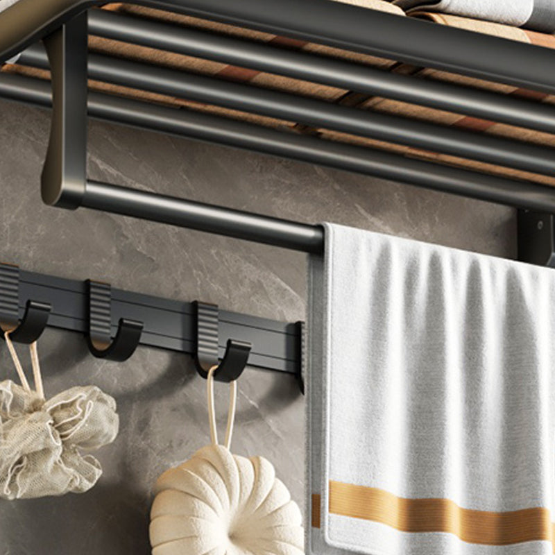 Kalsten | Contemporary bathroom accessory set with black finish and bath shelf/towel bar