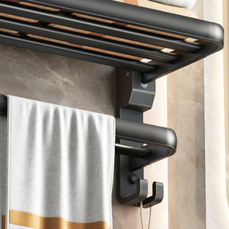 Kalsten | Contemporary bathroom accessory set with black finish and bath shelf/towel bar