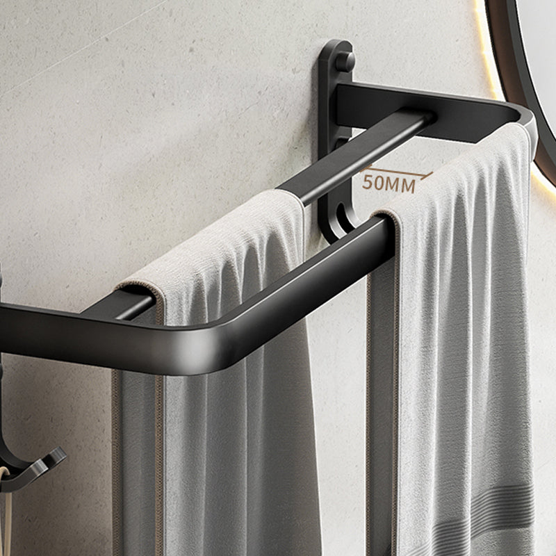 Kalsten | Contemporary bathroom accessory set with black finish and bath shelf/towel bar