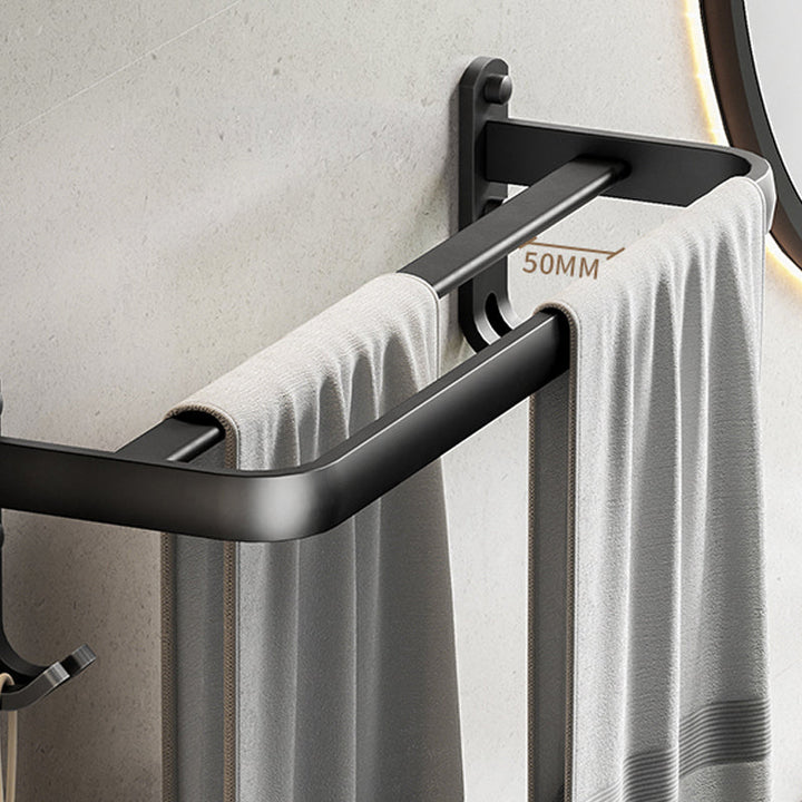 Kalsten | Contemporary bathroom accessory set with black finish and bath shelf/towel bar