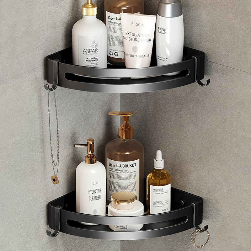 Kalsten | Contemporary bathroom accessory set with black finish and bath shelf/towel bar