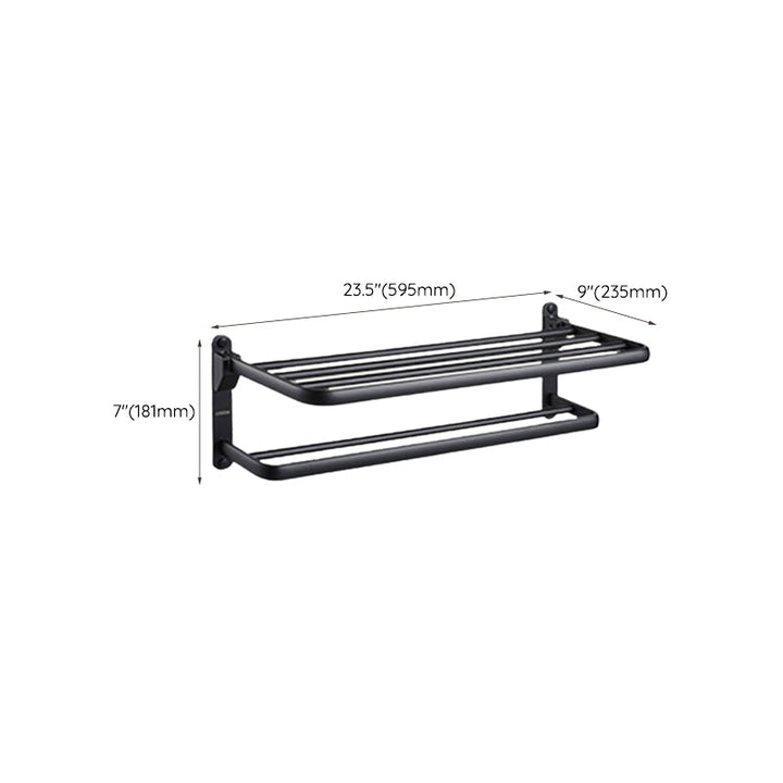 Kalsten | Contemporary bathroom accessory set with black finish and bath shelf/towel bar