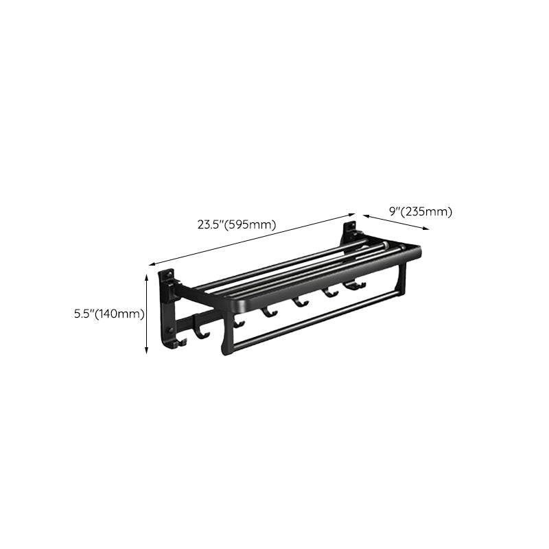 Kalsten | Contemporary bathroom accessory set with black finish and bath shelf/towel bar